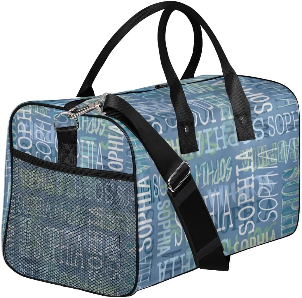 Personalized Name Sport Duffel Bags, Custom Gym Duffel Bag for Women Men, Customized Gymnastics Ballet Dance Bag Overnight Weekender Bag, Cobalt Blue