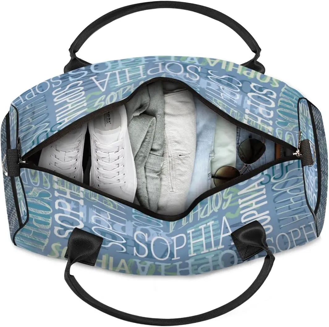 Personalized Name Sport Duffel Bags, Custom Gym Duffel Bag for Women Men, Customized Gymnastics Ballet Dance Bag Overnight Weekender Bag, Cobalt Blue