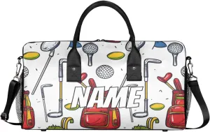 Personalized Sport Golf Travel Duffel Bag with Name, Custom Gym Sport Bag Catoon Pattern Carry On Weekend Overnight Duffel Bag for Men Women