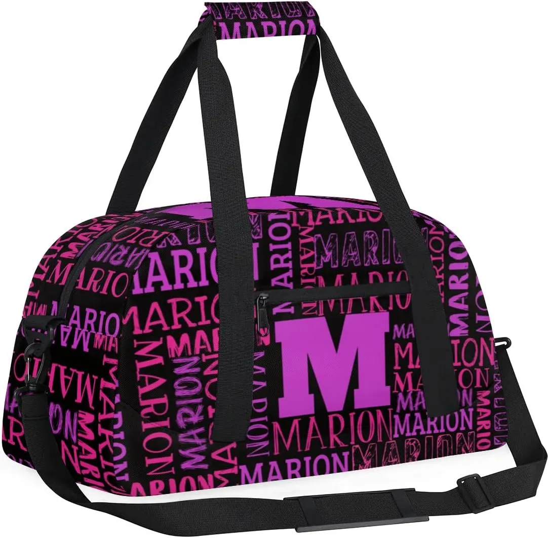 Personalized Sport Gym Bag Duffel Bag for Boys Girls, Custom Name Dance Bag Weekender Bags Travel Duffel Bag Tote Bag for Kids Pink Purple Black