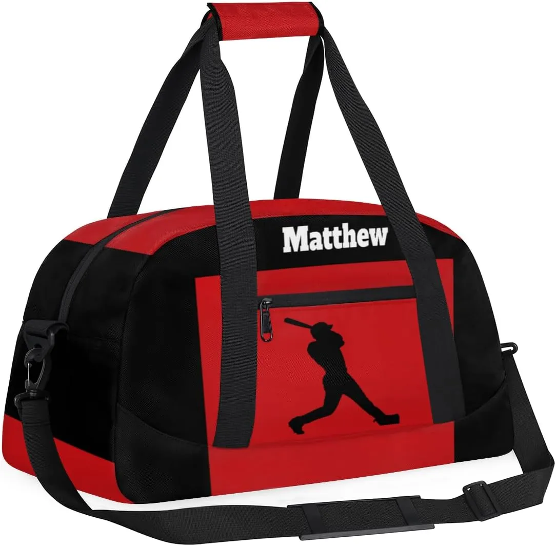 Personalized Sports Baseball Training Bag for Boys, Custom Name Baseball Carry On Weekender Gymnastics Gym Bag for Men Travel Business Trip, Sports Baseball Silhouette