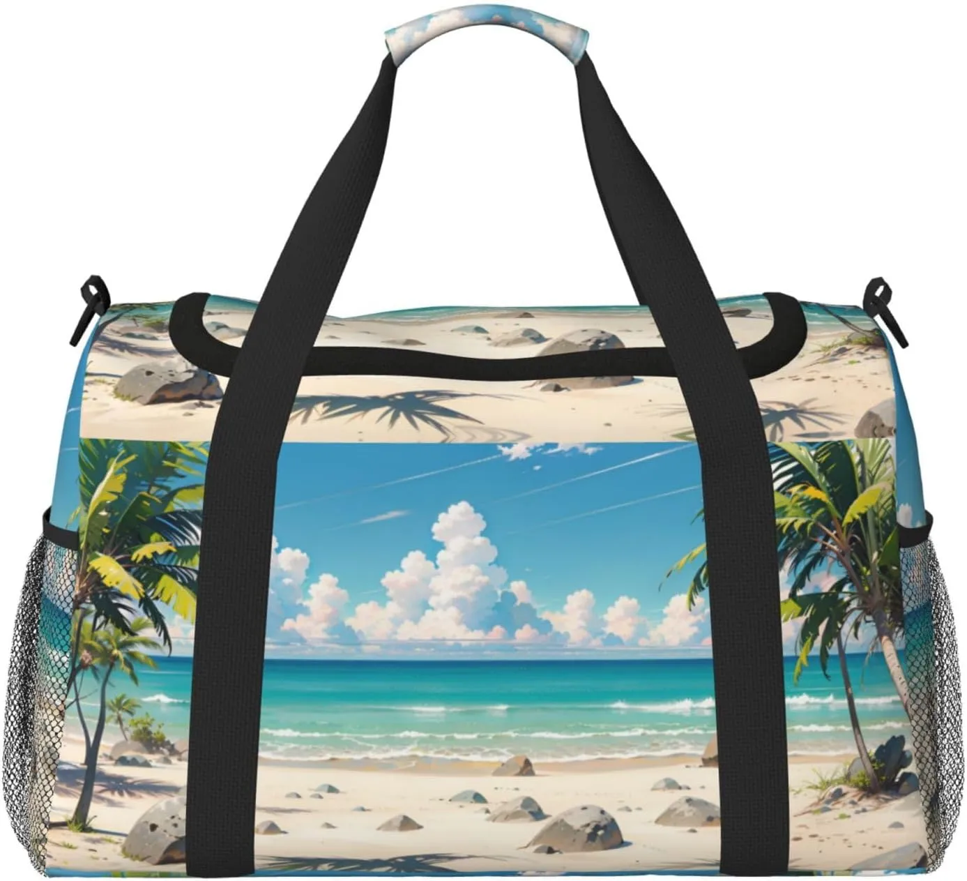 Personalized Sports Duffel Bags Gym Bag Dance Bag, Personalized Custom Travel Duffle Bag Tote Bag, Customized Travel Bag Overnight Weekender Sleepover Bag, Coconut Tree Summer Beach