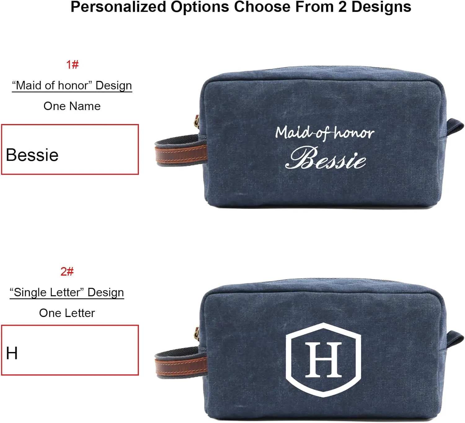 Personalized Toiletry Bags with Name & Title, Custom Dopp Kit, Embroidered Travel Toiletry Bag for Men & Women, 7 Thread Colors, Wedding Gifts for Groomsmen Proposal