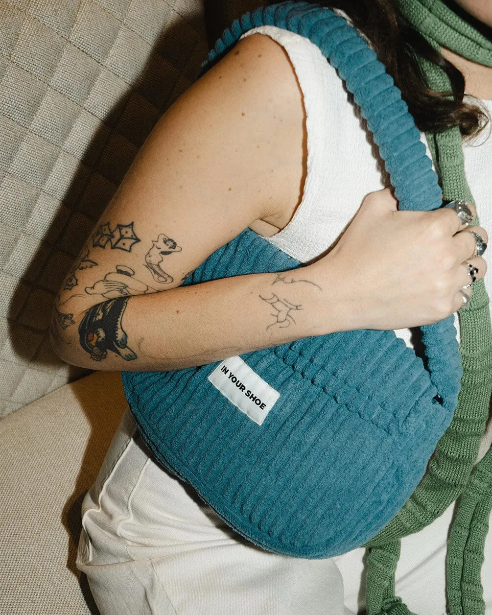 Petroleum Blue Corduroy Hand Bag
