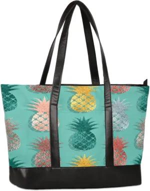Pineapples Laptop Tote Bag for Women Lightweight Work Purse with Multiple Compartments Fits 13-15.6 Inch Laptop Tablet Shoulder Bag for Office Travel Daily Use