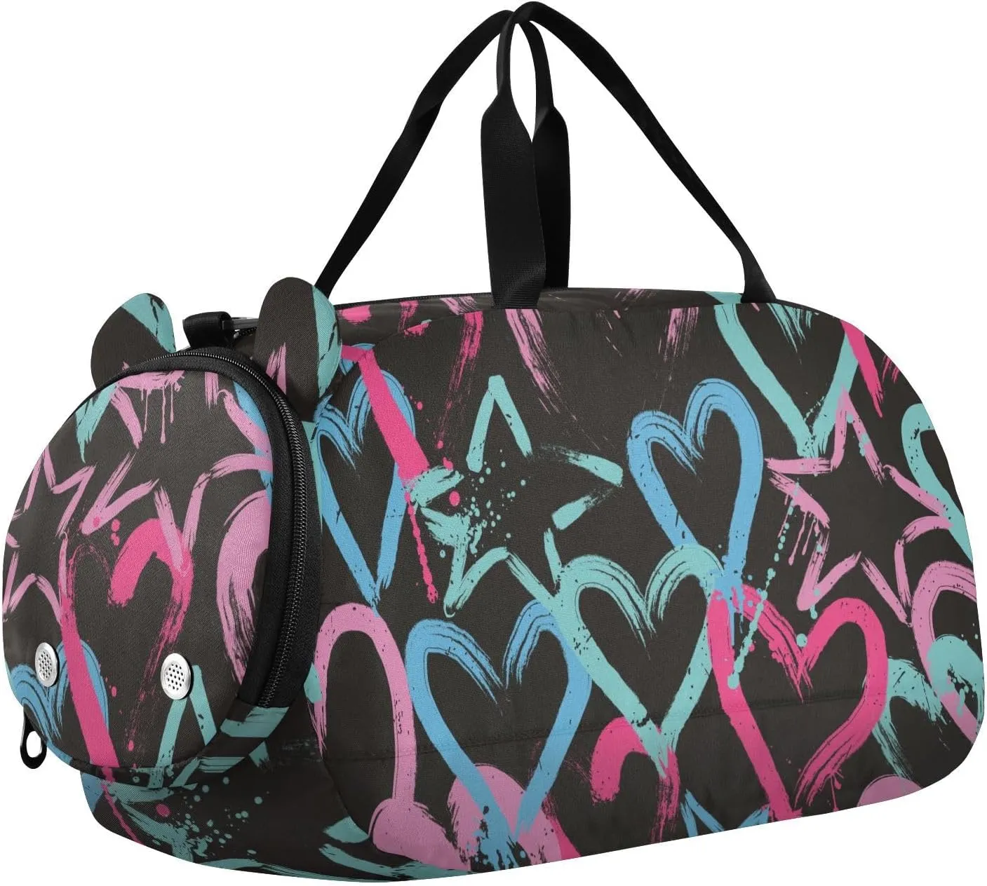 Pink Blue Hearts and Stars Duffel Bags for Boys Small Gym Bags for Teens Dance Bag for Girls