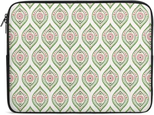 Pink Green Symmetrical Petal Eyes Laptop Sleeve for Women Men Notebook Impact Resistant Laptop Bag 17inch Protective Sleeves Case Computer Travel Storage Bag Zipper Carrying Case