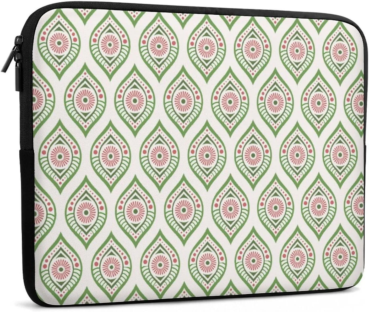 Pink Green Symmetrical Petal Eyes Laptop Sleeve for Women Men Notebook Impact Resistant Laptop Bag 17inch Protective Sleeves Case Computer Travel Storage Bag Zipper Carrying Case