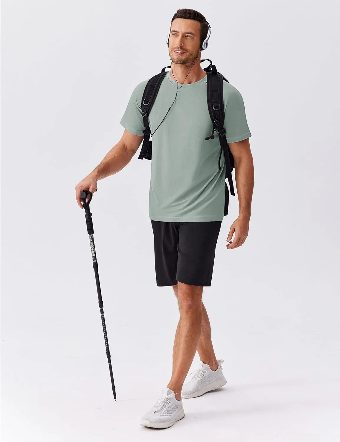 PINSPARK 5 Pack Gym Workout Shirts for Men Short Sleeve Moisture Wicking Athletic Tshirts Multipack Plain Crewneck Tees Shirt