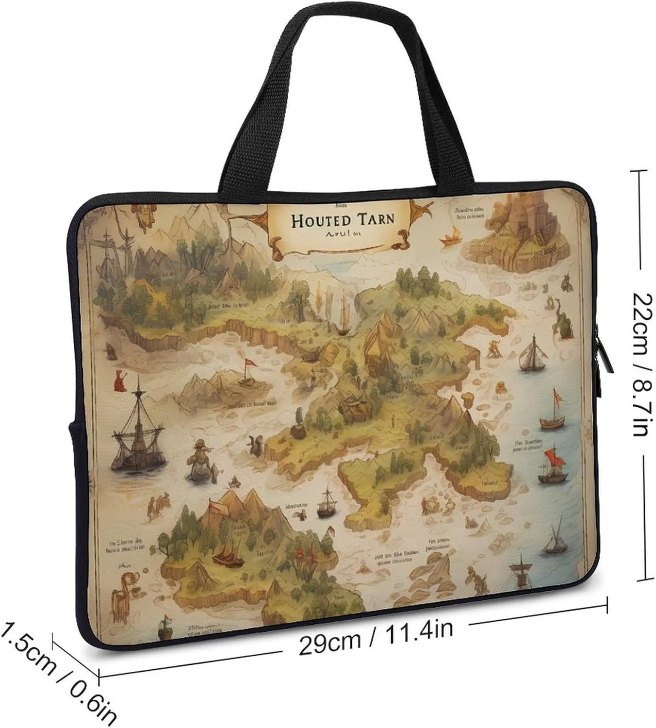 Pirate Treasure Map Laptop Bag Lightweight Computer Bag Laptop Carrying Case Handbag for Work Business