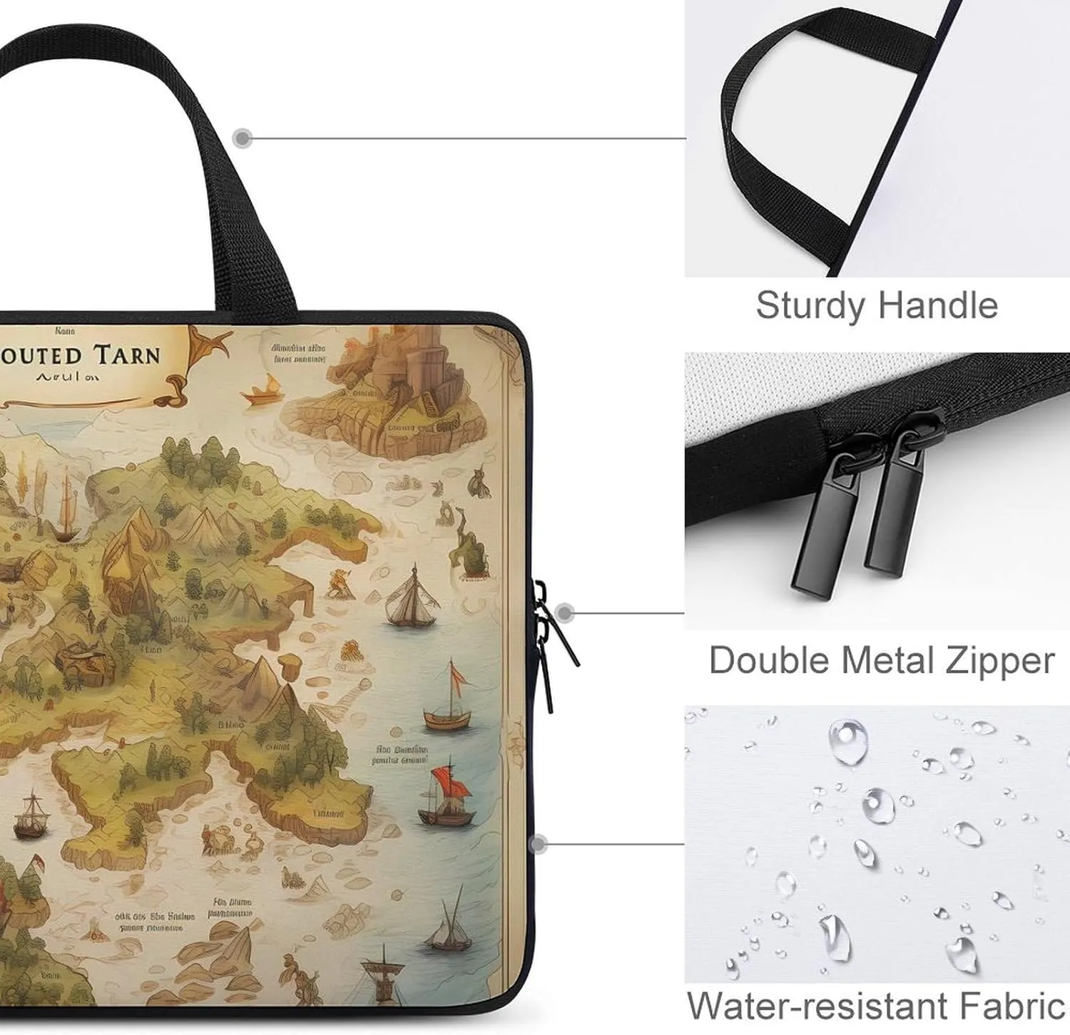 Pirate Treasure Map Laptop Bag Lightweight Computer Bag Laptop Carrying Case Handbag for Work Business