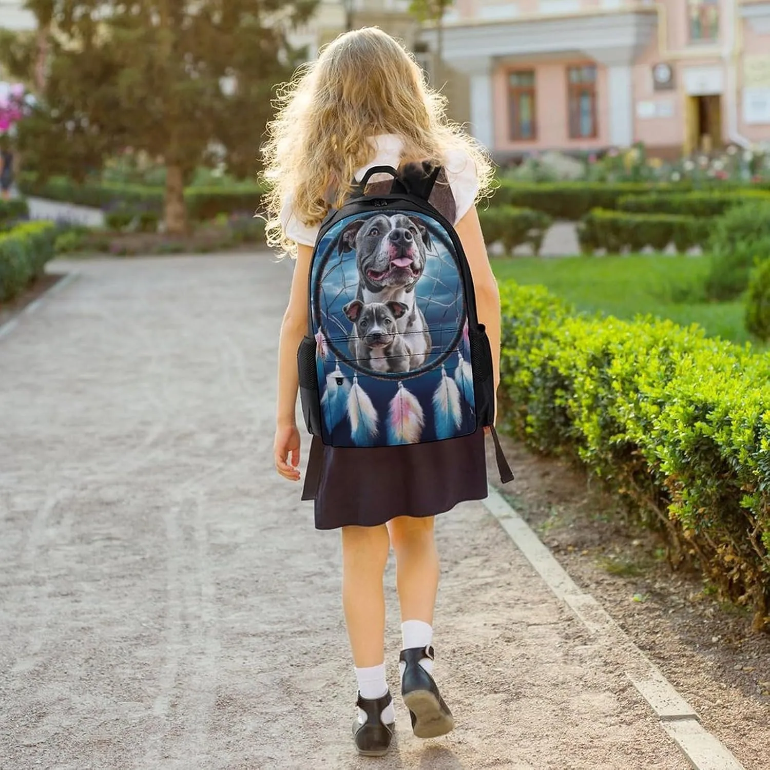Pit Bulls Dream Catcher Daypack Polyester Anti-Theft Multipurpose Bookbag Big Capacity Gym Outdoor Hiking Backpack With Adjustable Shoulder Straps