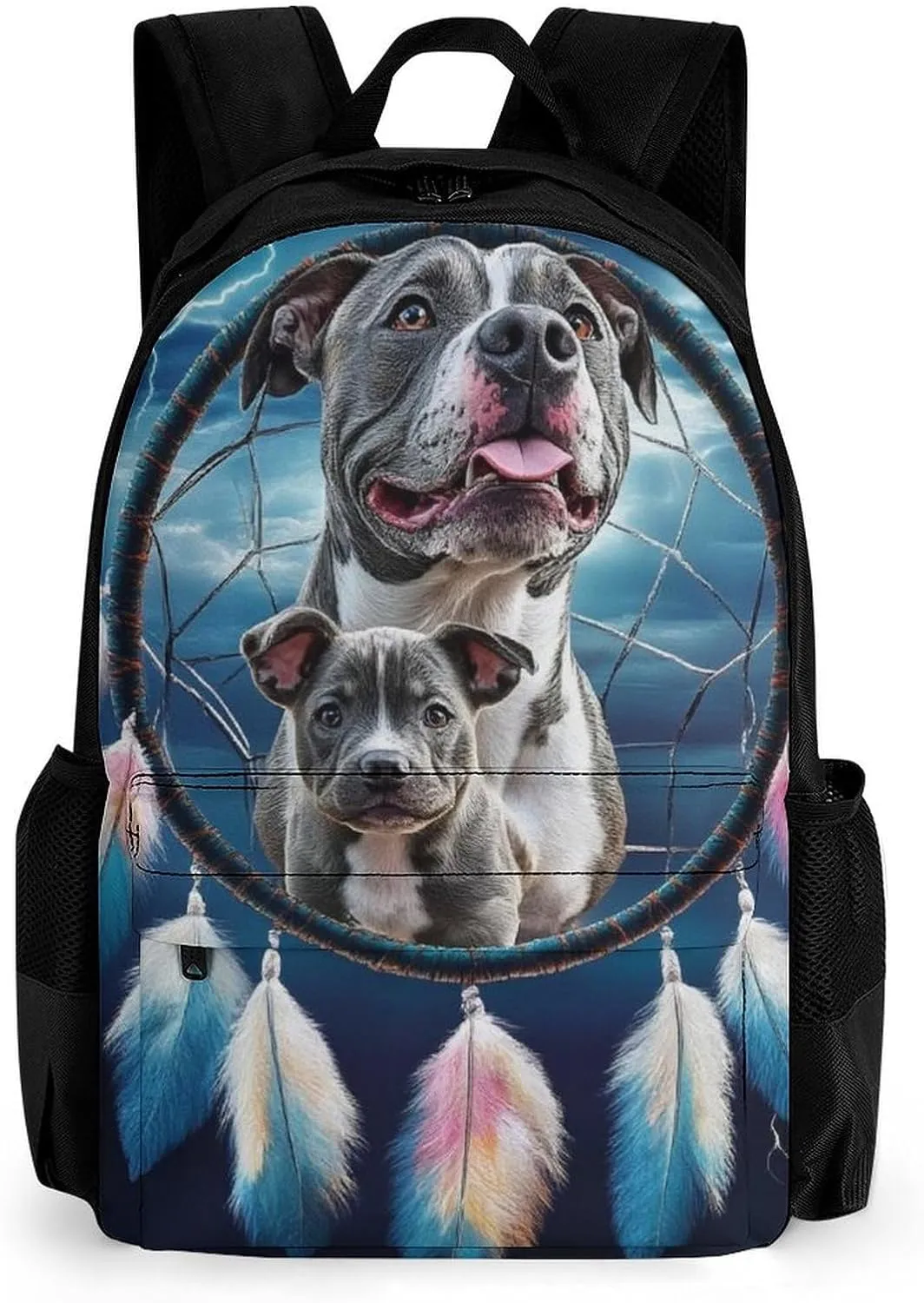 Pit Bulls Dream Catcher Daypack Polyester Anti-Theft Multipurpose Bookbag Big Capacity Gym Outdoor Hiking Backpack With Adjustable Shoulder Straps
