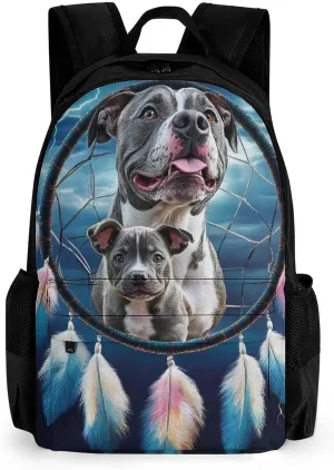 Pit Bulls Dream Catcher Daypack Polyester Anti-Theft Multipurpose Bookbag Big Capacity Gym Outdoor Hiking Backpack With Adjustable Shoulder Straps