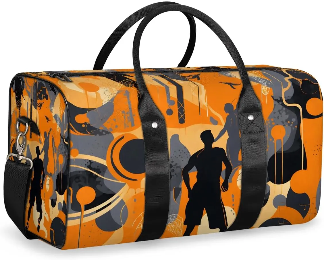 Play Basketballs Travel Duffel Bag for Women Men Waterproof Foldable Overnight Weekender Bag Large Capacity Sports Gym Bag
