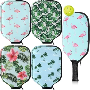 Poen 4 Pcs Ball Paddle Covers 8.5 x 11 Inch Protective Paddle Cover Racket Sleeve Bag with Zipper Universal Case Size Fits up to 8.25 in Wide for ball Sports Men Women Gift