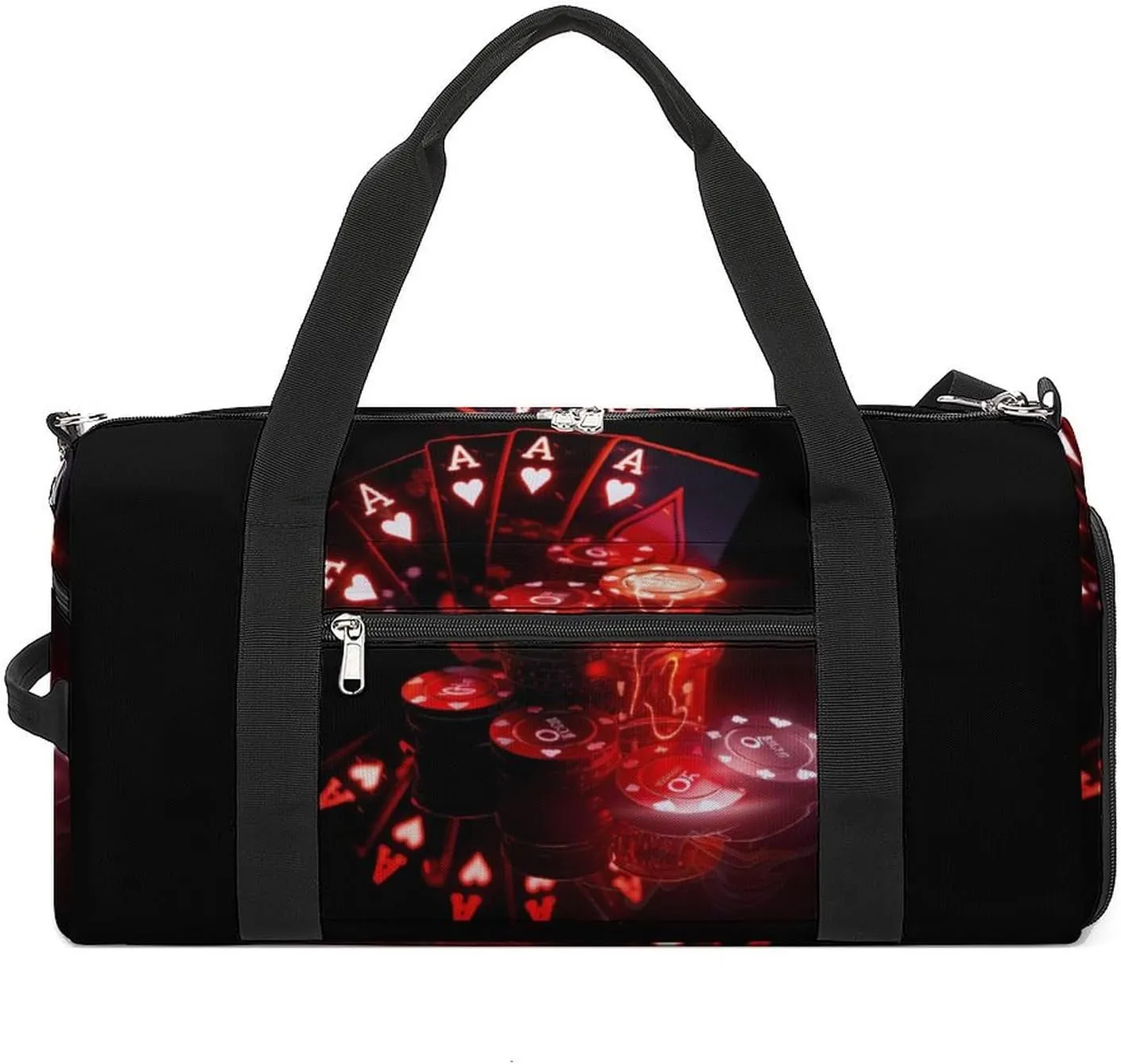 Poker Cards And Gambling Chip Sports Gym Bag Lightweight Travel Duffle Bag Carry on Weekender Bags for Women Men