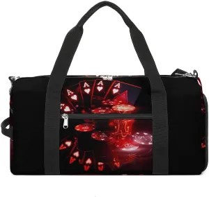Poker Cards And Gambling Chip Sports Gym Bag Lightweight Travel Duffle Bag Carry on Weekender Bags for Women Men
