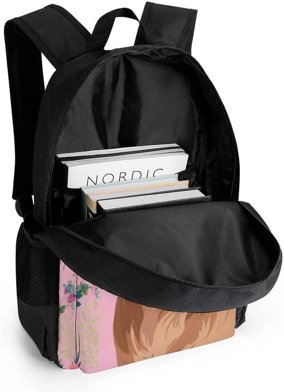 Polyester Daypack Bookbag for Gym Business Bicycle - Large Capacity Multipurpose Anti-Theft Carry On Bag, Cute Golden Retriever Dog Pink Travel Hiking Daypack