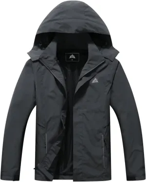 Pooluly Men's Lightweight Rain Jacket Outdoor Softshell Hiking Windbreaker Waterproof Hooded Raincoat
