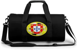 Portugal Emblem Football Round Barrel Gym Sport Bag Small Travel Duffel Bags Reusable Tote for Men Women