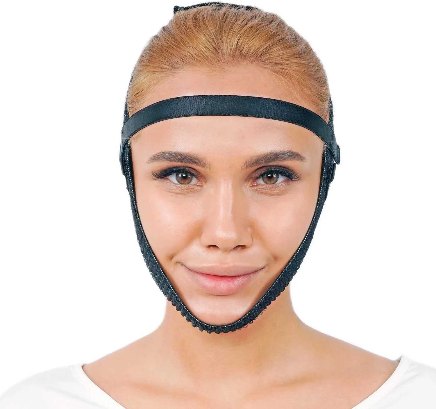 Post Surgery Chin Compression Garment, Chin Strap Band, Face Lift Kit, Chin Lift, Face Slimmer, Jowl Tightening (Black)
