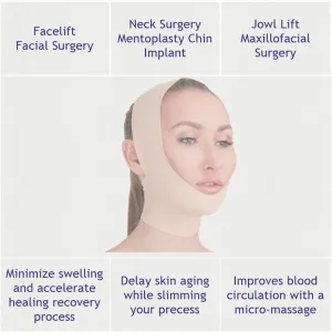 Post Surgical Chin Strap Bandage for Women - Neck and Chin Compression Garment Wrap - Face Slimmer, Jowl Tightening (S)