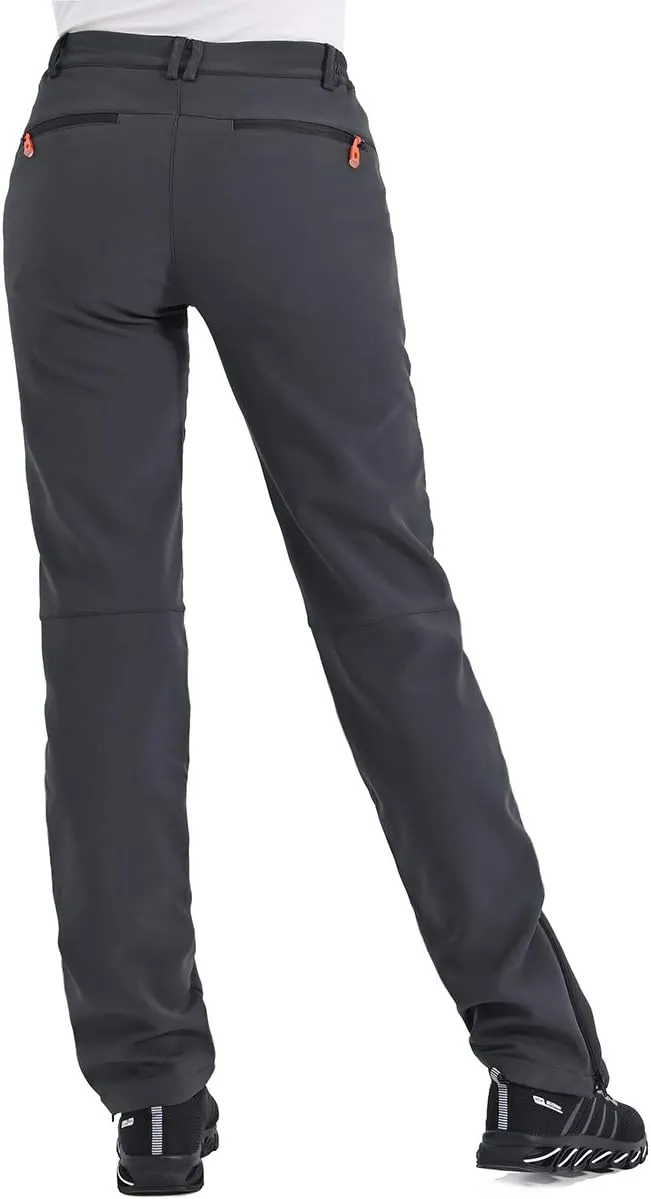 Postropaky Womens Outdoor Snow Ski Pants Waterproof Hiking Insulated Softshell Pants Snowboard Zipper Bottom Leg