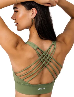Power Sports Bra - Padded Criss Cross Medium Impact Workout Yoga Bra