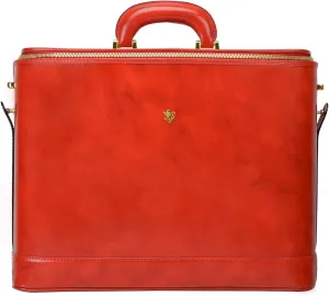 Pratesi Leather Bag for Men Raphaello Laptop Bag 17 in cow leather - Cherry Made in Italy