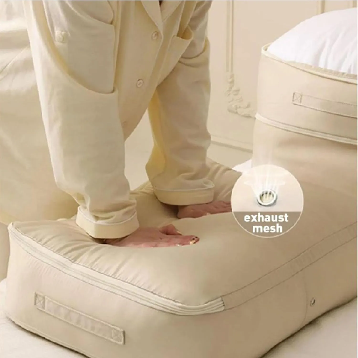 Propositiony Ultra Space Saving Self Compression Organizer, Propositiony Space Saving Self Compression Organizer, Propositiony Compression Bags for Travel (Beige,21 * 16.5 * 24in)