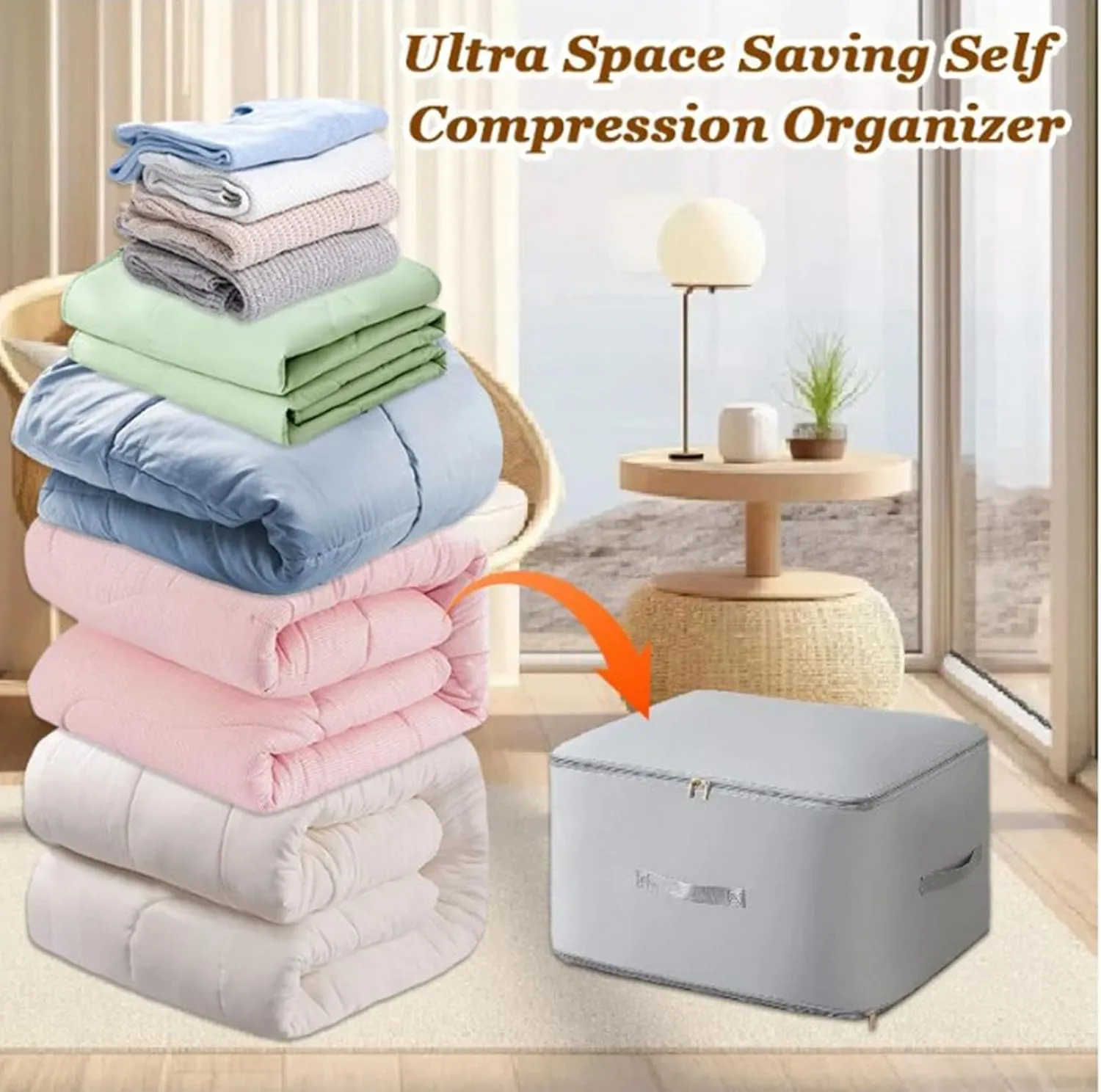 Propositiony Ultra Space Saving Self Compression Organizer, Propositiony Space Saving Self Compression Organizer, Propositiony Compression Bags for Travel (Beige,21 * 16.5 * 24in)