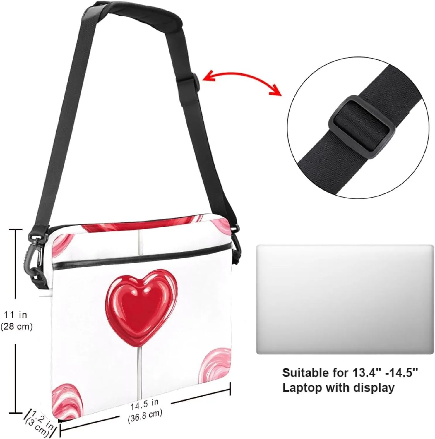 Protective Laptop Shoulder Messenger Bag Heads of Cute Raccoons in Colored Glasses Briefcase Carrying Case Sleeve