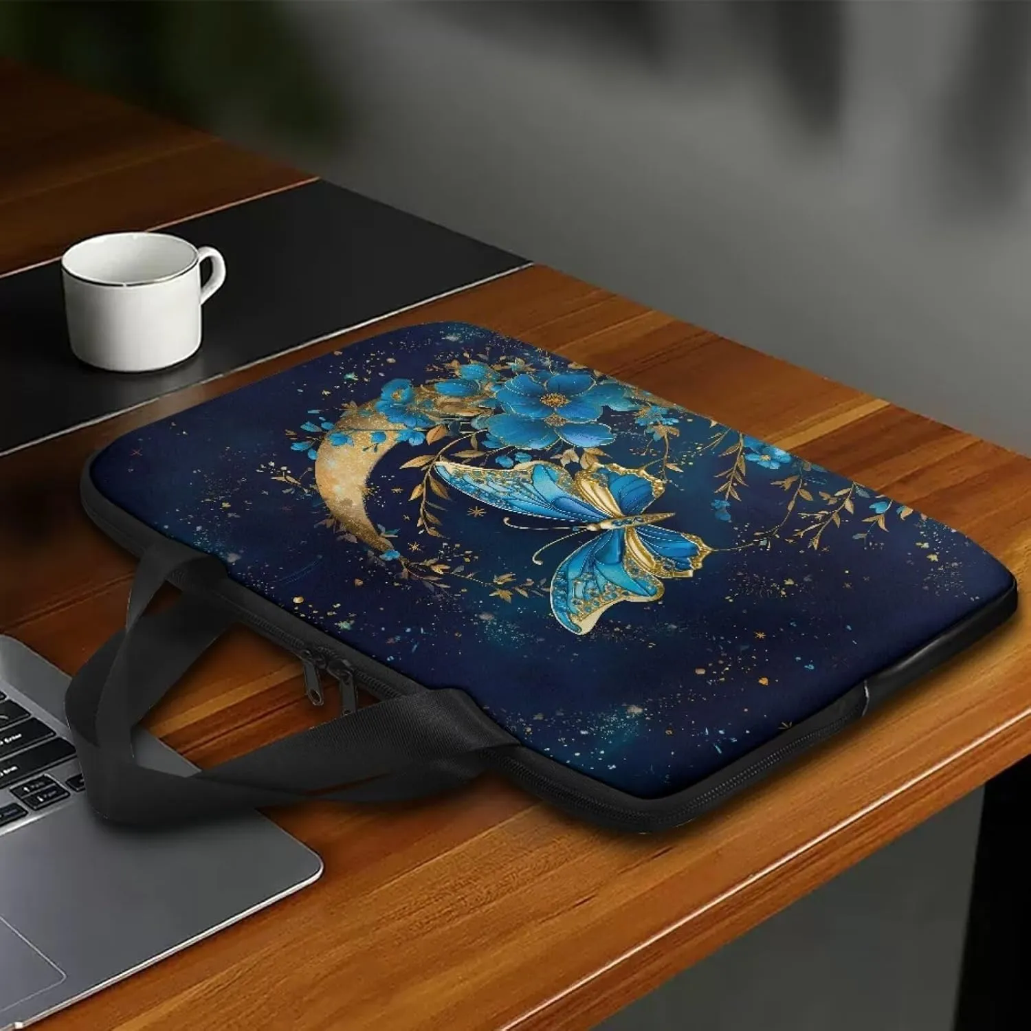 PU Leather Print Laptop Bag Computer Carrying Case Fits Laptop and Tablet, Sleek Design