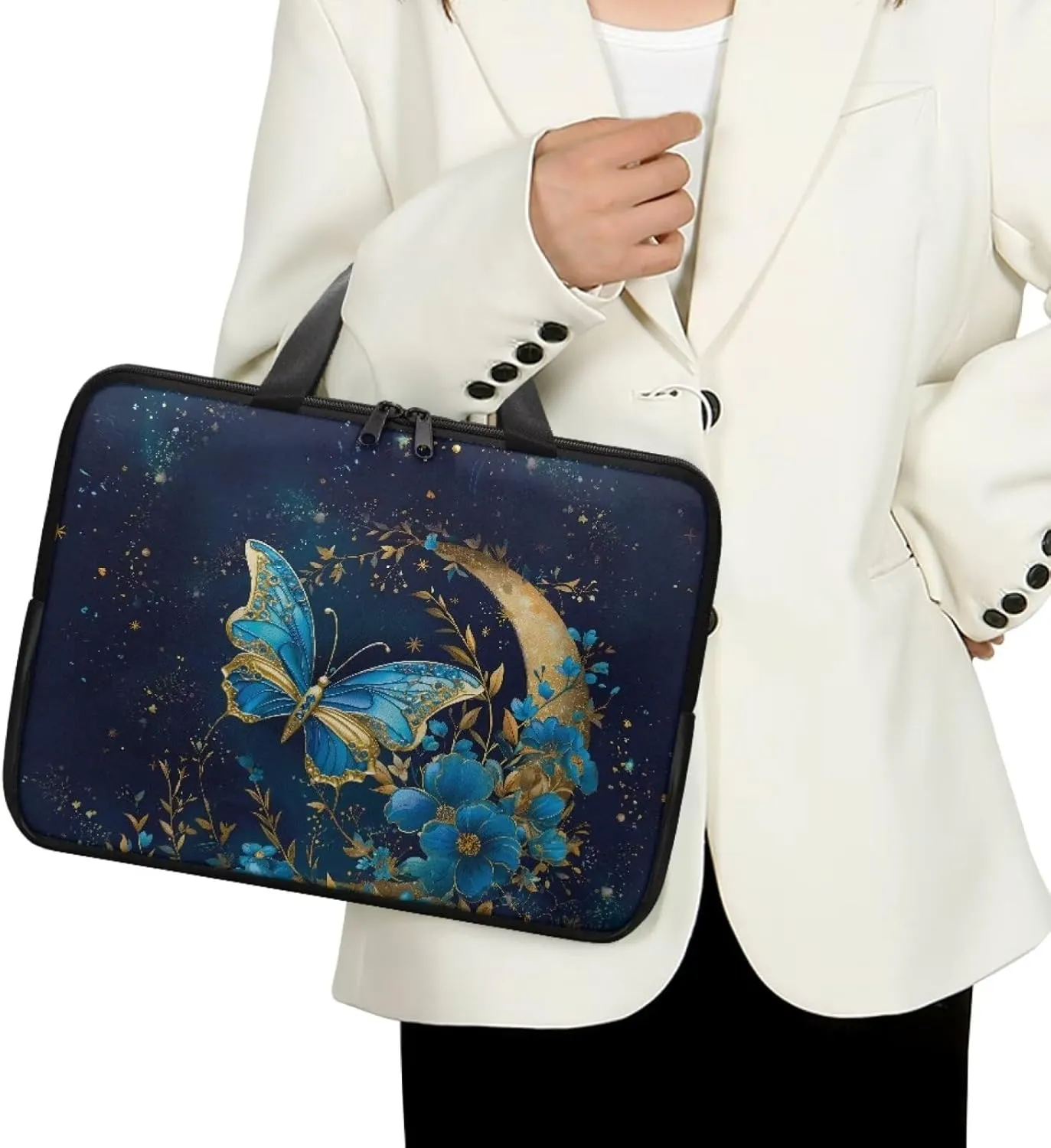 PU Leather Print Laptop Bag Computer Carrying Case Fits Laptop and Tablet, Sleek Design