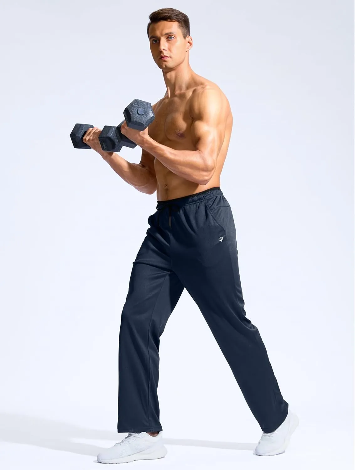 Pudolla Men's Lightweight Mesh Sweatpants Loose Fit Open Bottom Athletic Workout Gym Pants with Zipper Pockets