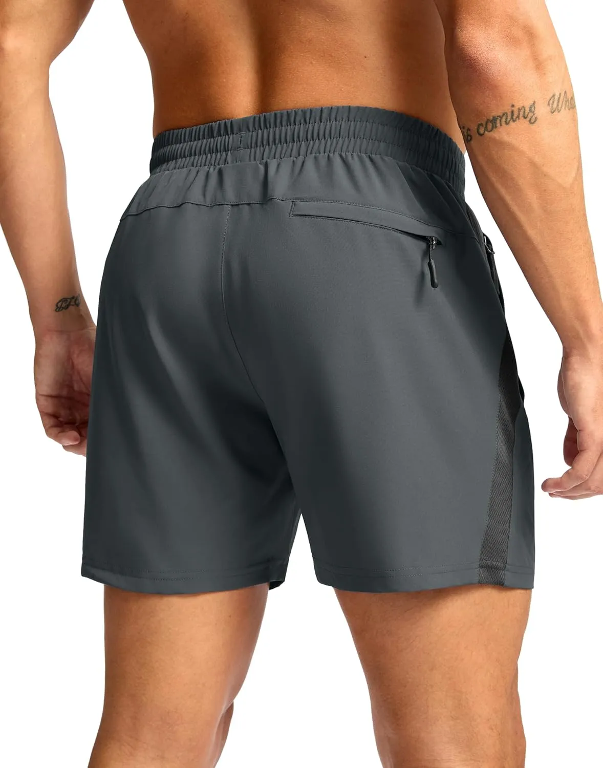 Pudolla Men's Running Athletic Shorts with 3 Zipper Pockets 5"/7" Gym Workout Shorts Lightweight Quick Dry for Hiking Casual