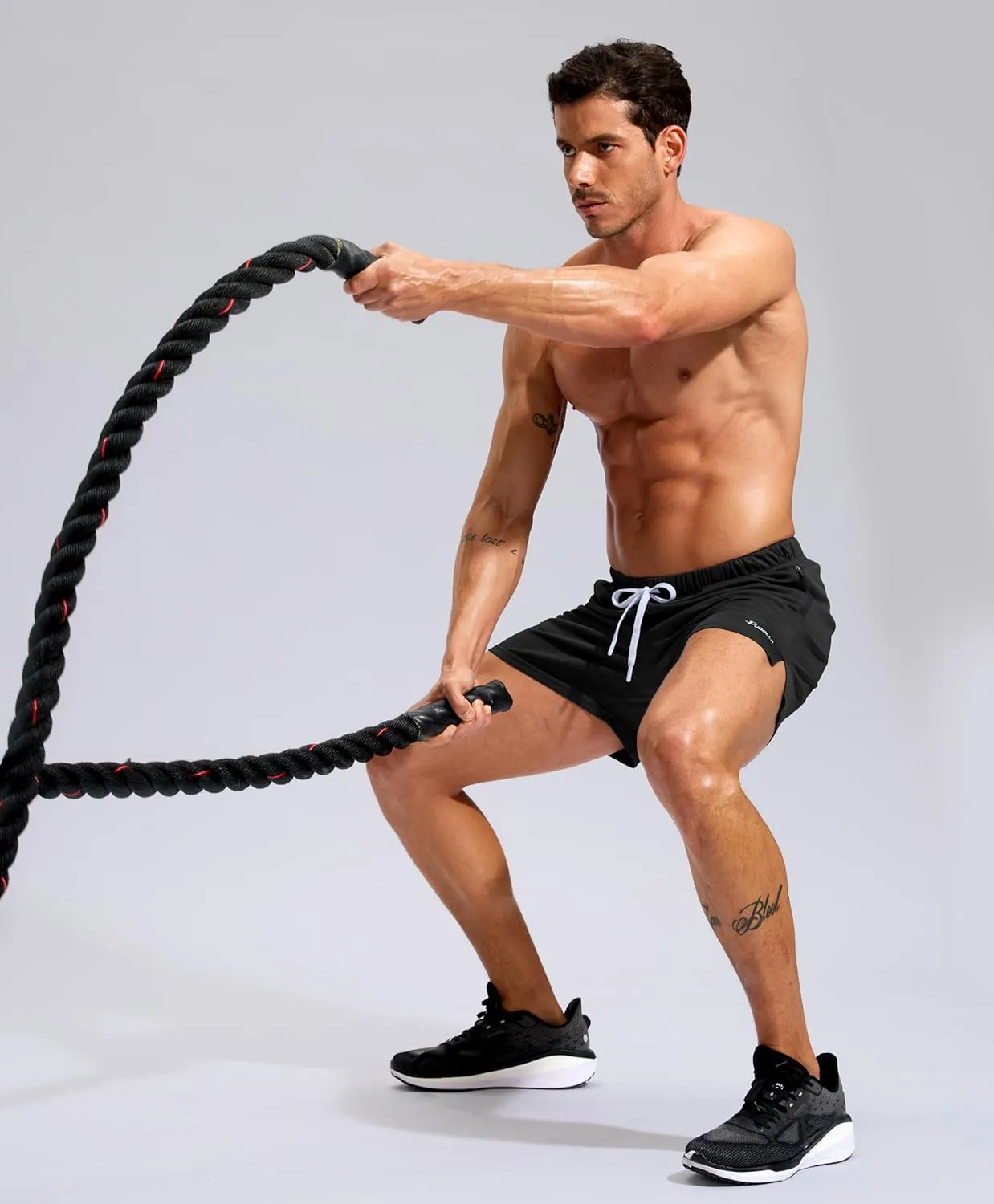 Pudolla Men's Workout Running Shorts with Zipper Pockets 5" Lightweight Quick Dry Athletic Gym Mesh Shorts no Liner