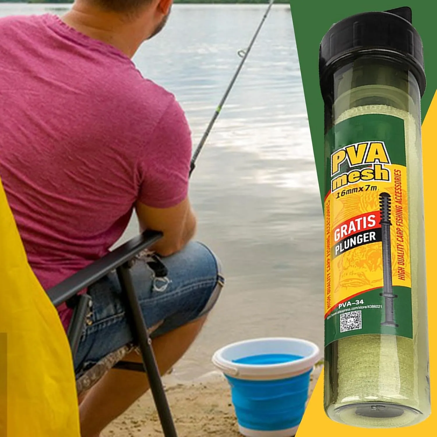 PVA Fishing Mesh - PVA Fishing Mesh Bag 7 Meter,Tackle Throwing Tool, Mesh Bag, Water Dissolving Bag for Fishing, Stocking Rigs