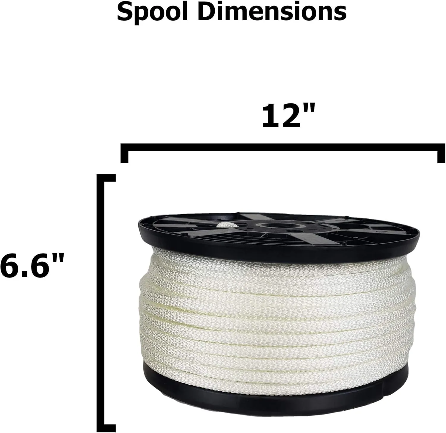 QNR 3/8 inch Knotrite Nylon Rope - 250 Foot Spool | 100% Nylon - Solid Braid - Dyeable - Industrial Grade - High UV and Abrasion Resistance