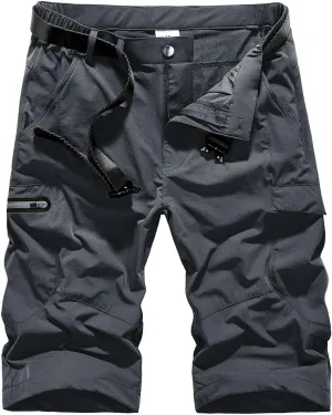 Quick Dry Cargo Shorts Men's Outdoor Summer Causal Hiking Multi-Pocket Short (No Belt)