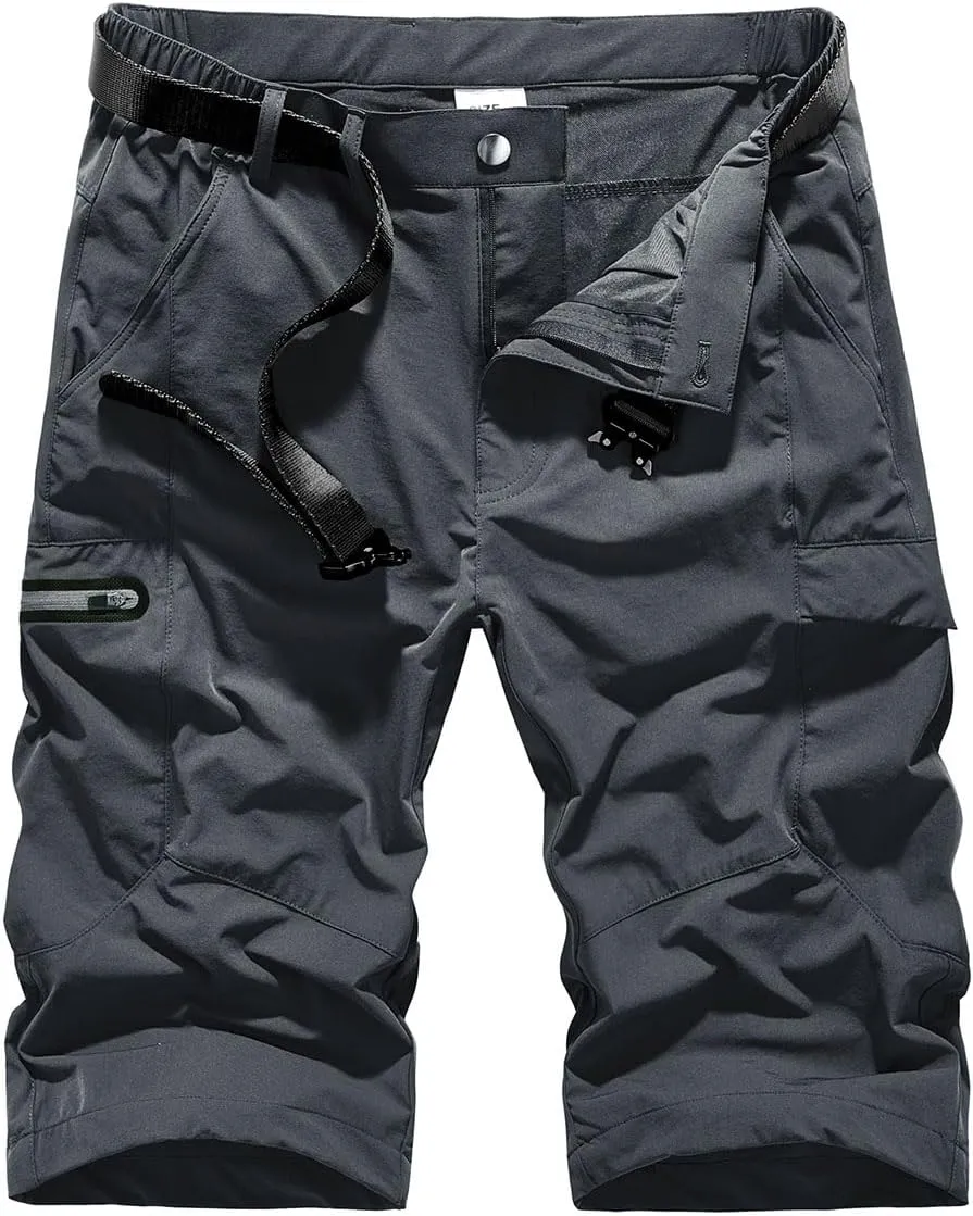 Quick Dry Cargo Shorts Men's Outdoor Summer Causal Hiking Multi-Pocket Short (No Belt)