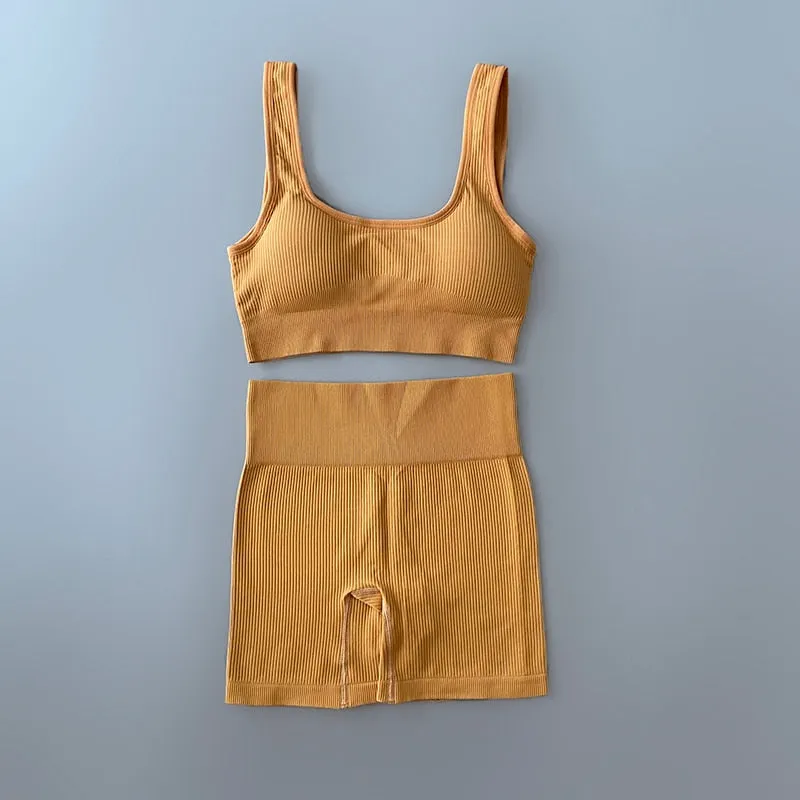 "FLOWFUSION" - Seamless U-Bra Shorts Workout Set