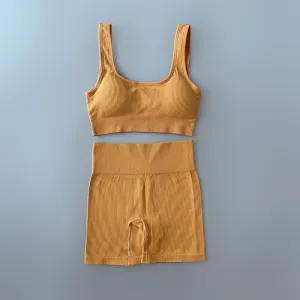 "FLOWFUSION" - Seamless U-Bra Shorts Workout Set