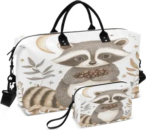 Raccoon Berry Moon Stars Sports Gym Bag for Women Men Travel Duffel Bag Weekend Overnight Carry on Bag with Toiletry Bag Workout Dance Bag for Hospital Plane Swimming Yoga
