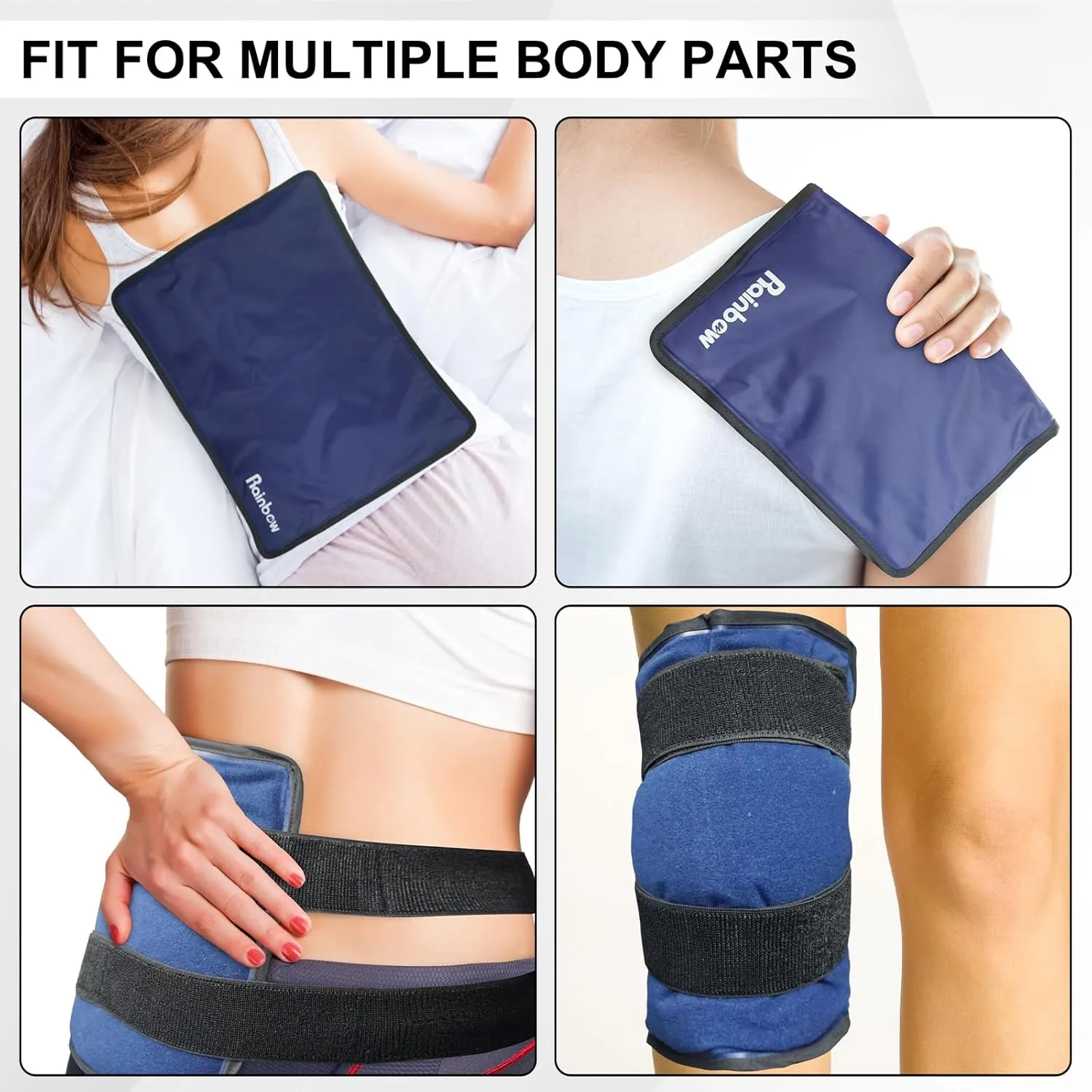 RAINBOW Reusable Large Ice Packs for Injuries, Gel Ice Pack Hot Cold Pack for Knee Hip Shoulder Neck Elbow, Flexible Medical Ice Compress Pad for Back Pain Relief, Surgery, Bruises, Arthritis, Sprains