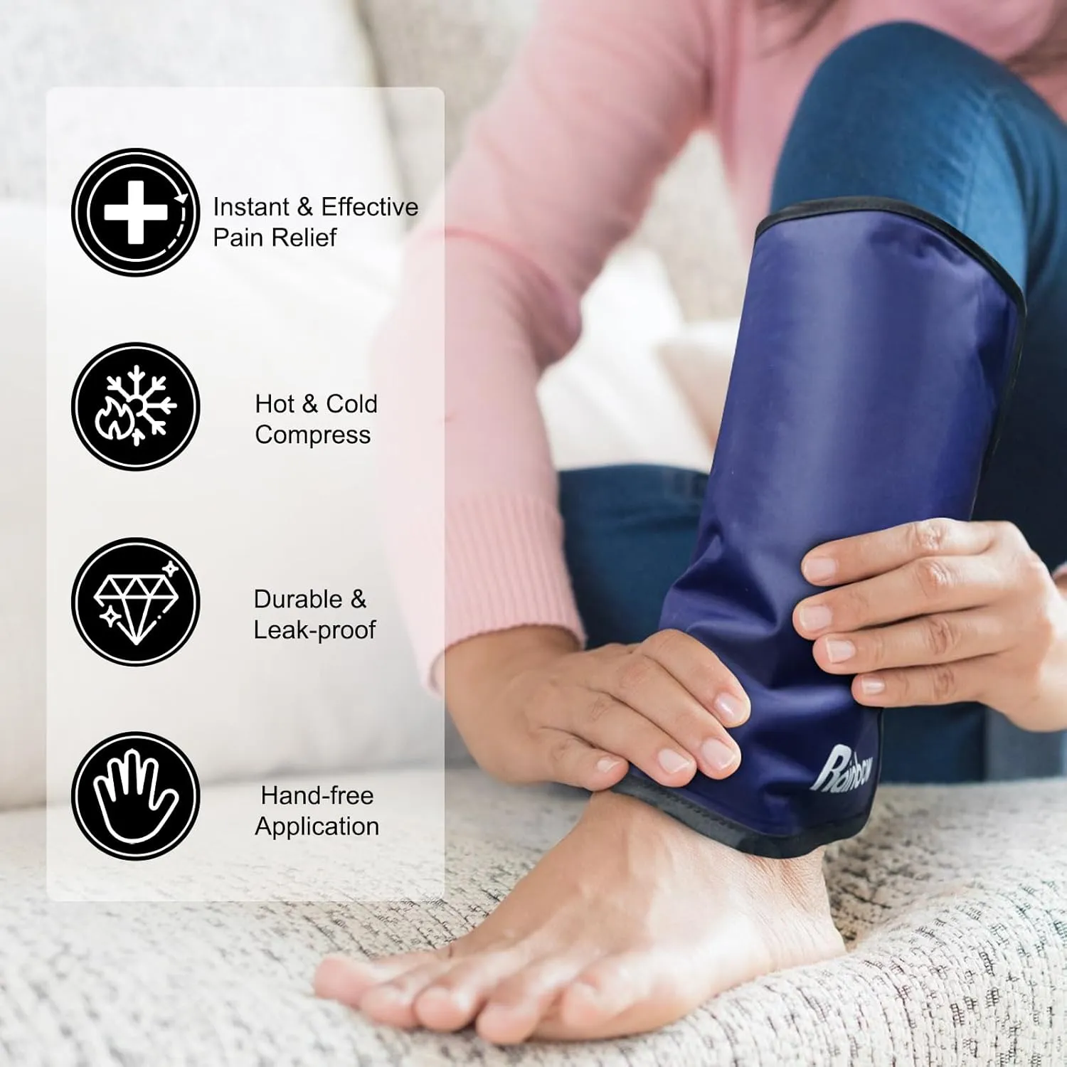 RAINBOW Reusable Large Ice Packs for Injuries, Gel Ice Pack Hot Cold Pack for Knee Hip Shoulder Neck Elbow, Flexible Medical Ice Compress Pad for Back Pain Relief, Surgery, Bruises, Arthritis, Sprains