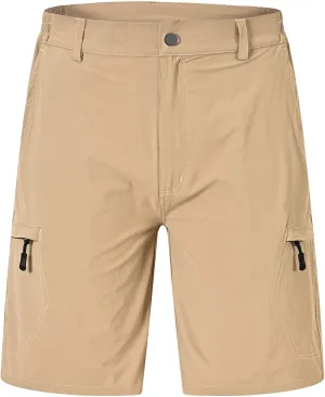 Rdruko Men's Hiking Cargo Shorts 9" Quick Dry Lightweight Outdoor Work Casual Travel Summer Shorts with 6 Zipper Pockets