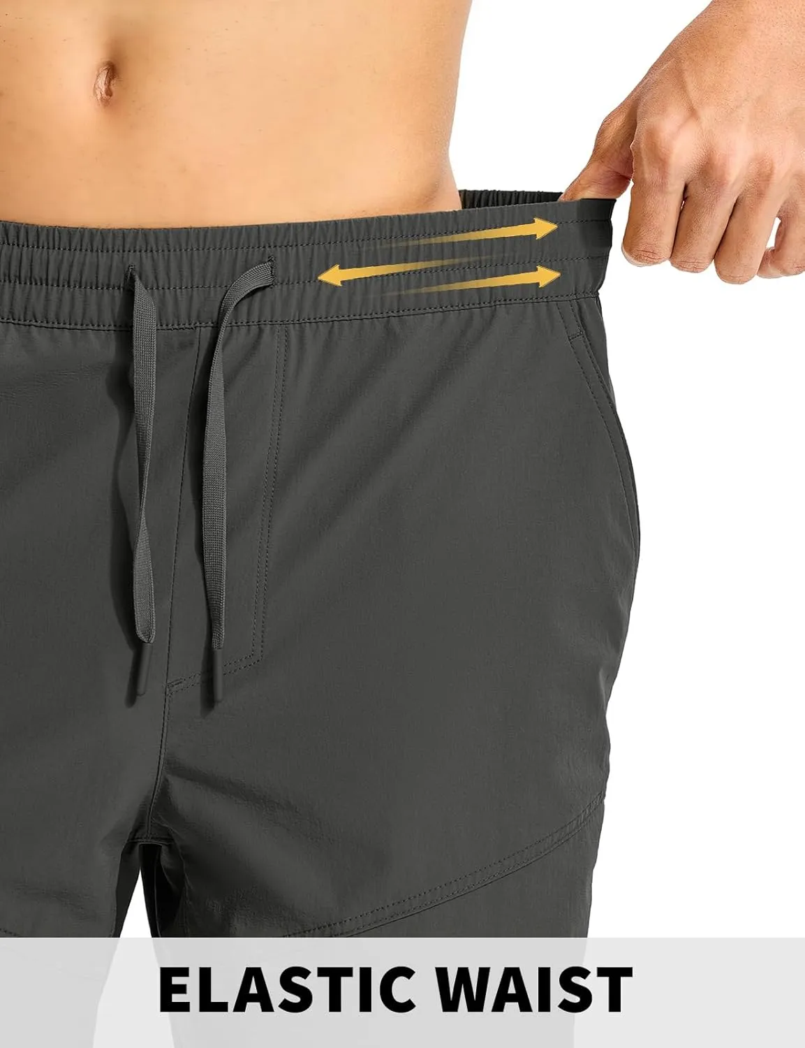 Rdruko Men's Hiking Shorts 9'' Quick Dry Lightweight Work Cargo Outdoor Elastic Waist Shorts with Zipper Pockets