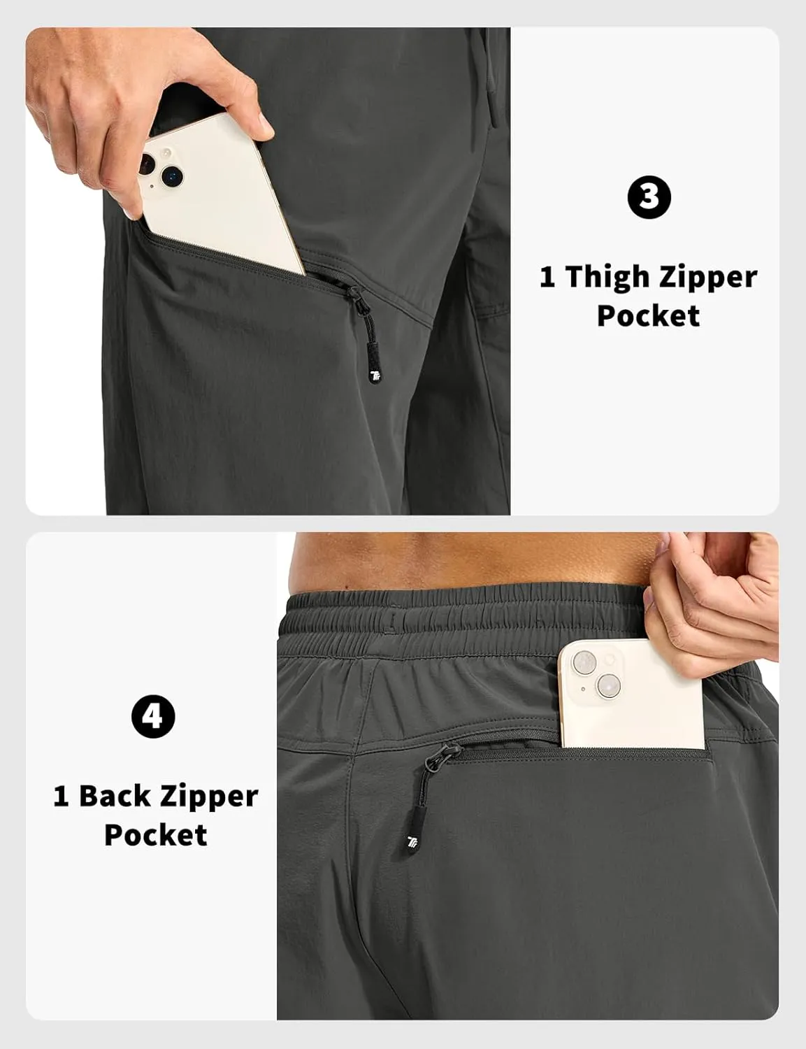 Rdruko Men's Hiking Shorts 9'' Quick Dry Lightweight Work Cargo Outdoor Elastic Waist Shorts with Zipper Pockets